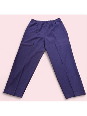 Sag Harbor Pants XL Purple Elastic Waist Pull On Straight Leg 38x30 Comfy Preppy